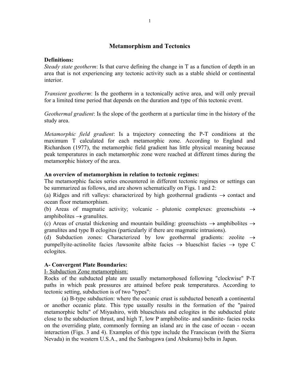 Metamorphism and Tectonics