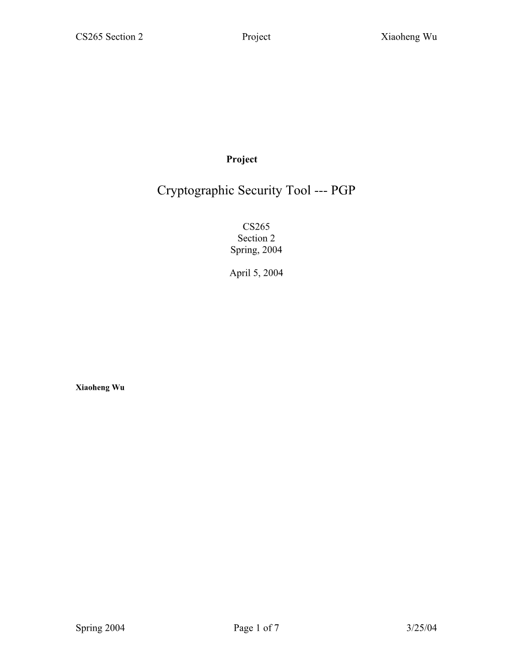 Cryptographic Security Tool PGP