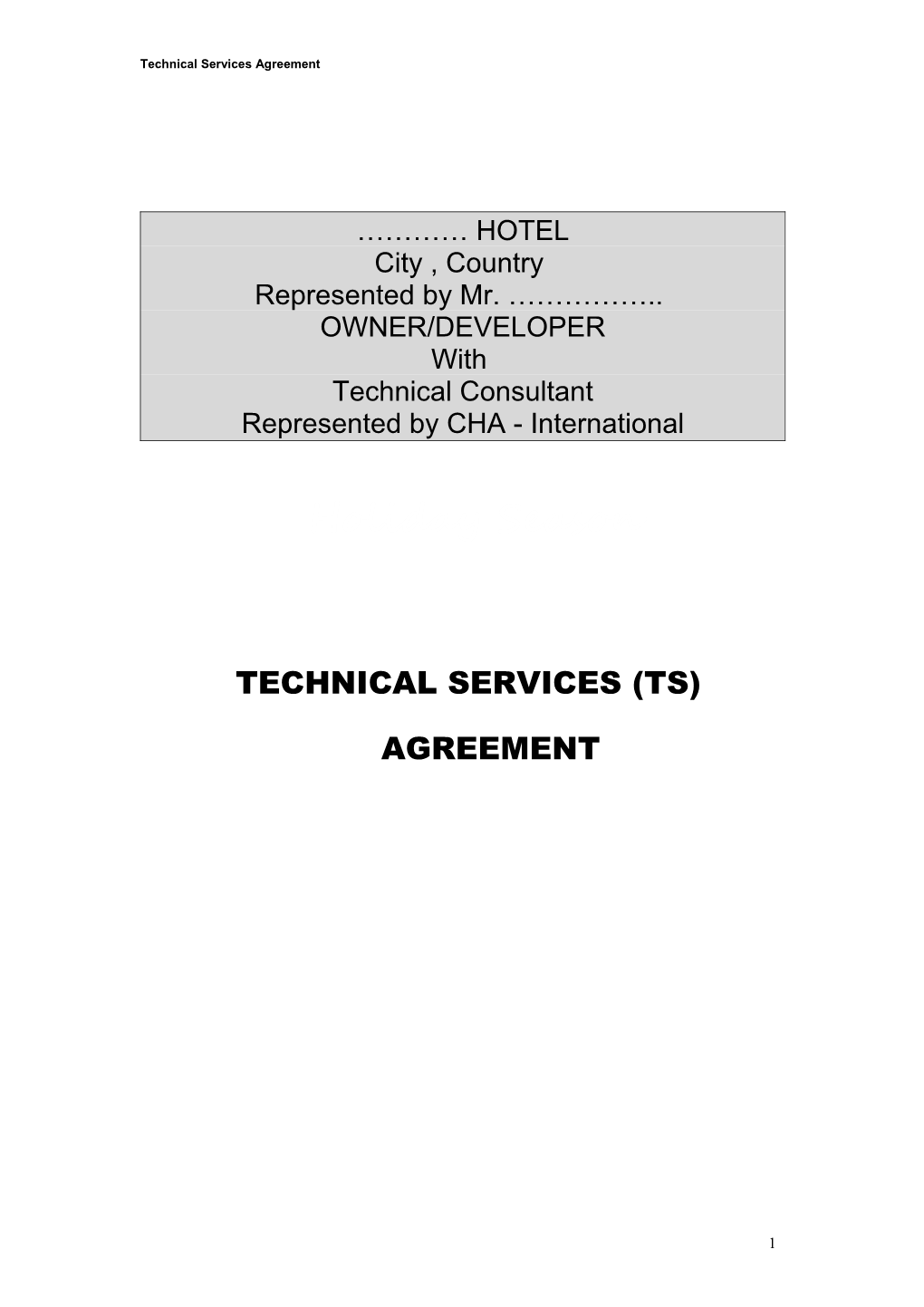 Technical Services Agreement
