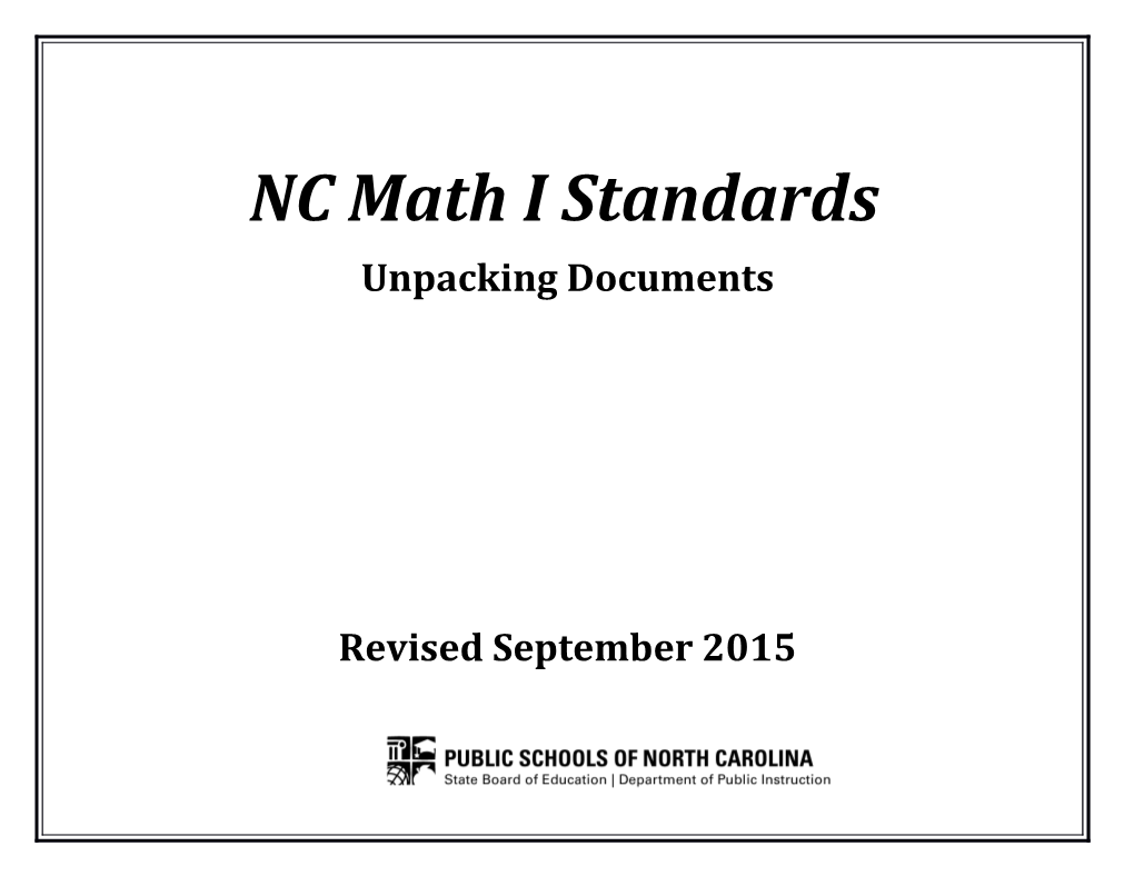 NC Math I Standards