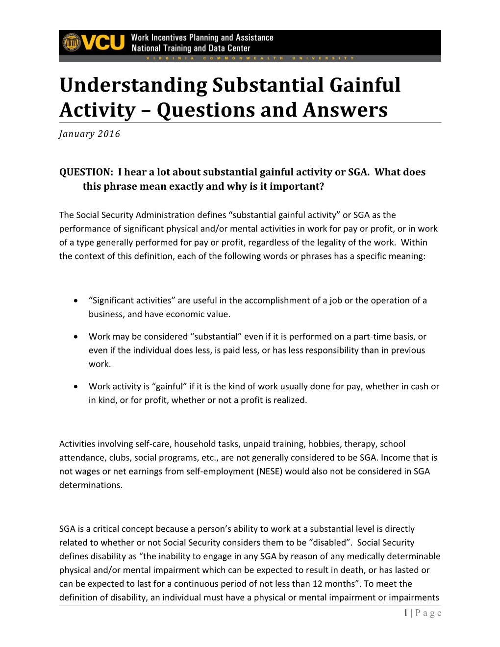 Understanding Substantial Gainful Activity Questions and Answers