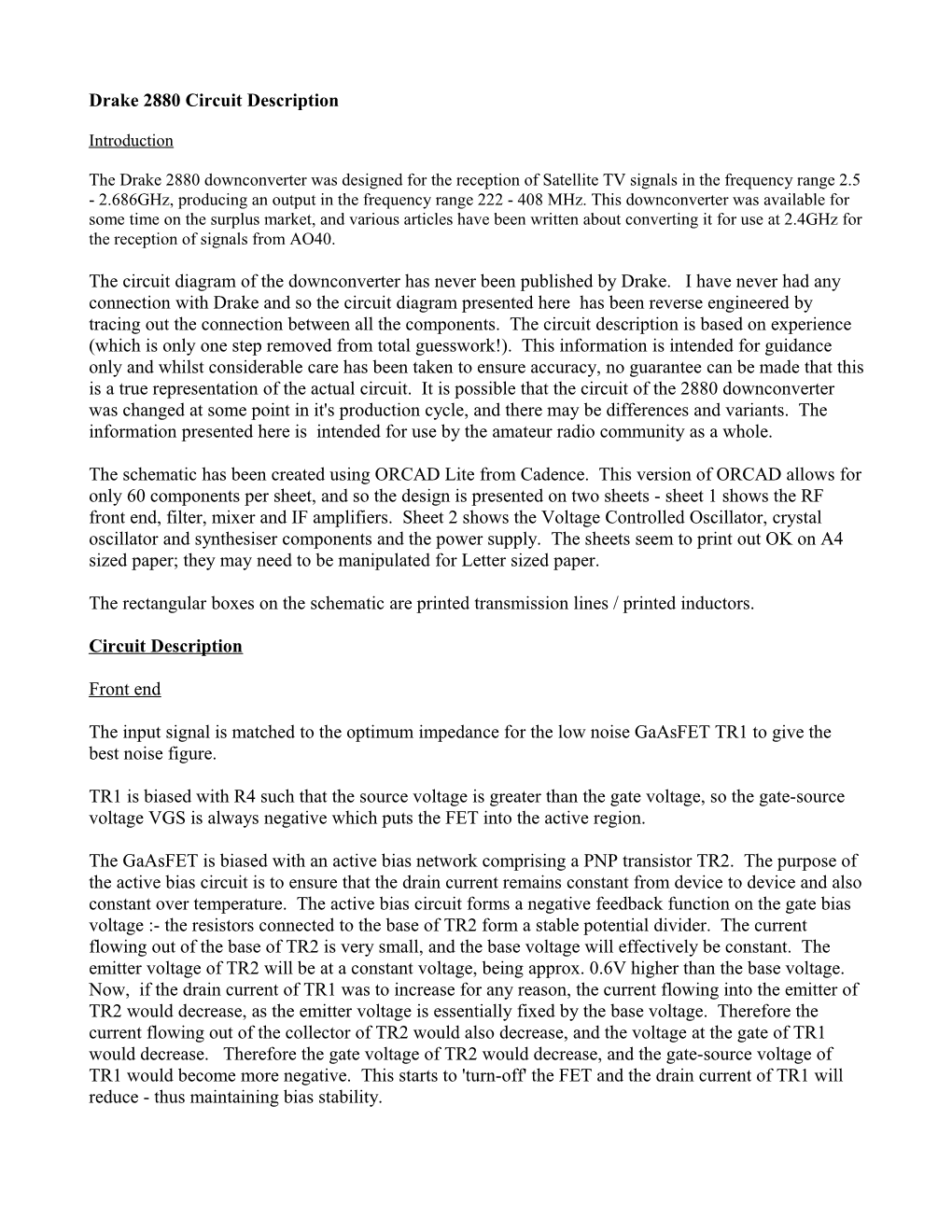 Drake 2880 Circuit Description