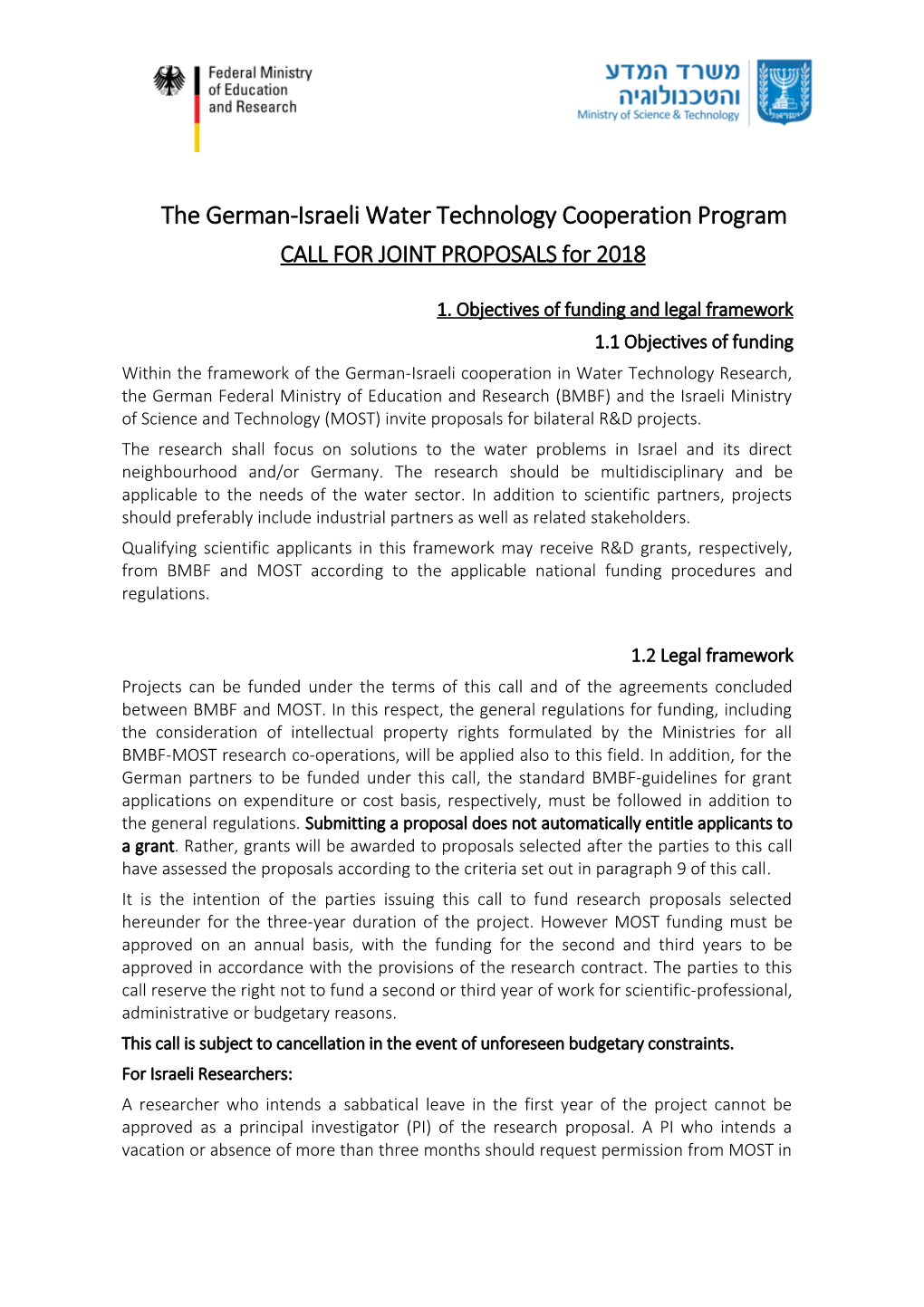 ISR-GER - Call for Proposals Watech 2017 - FINAL
