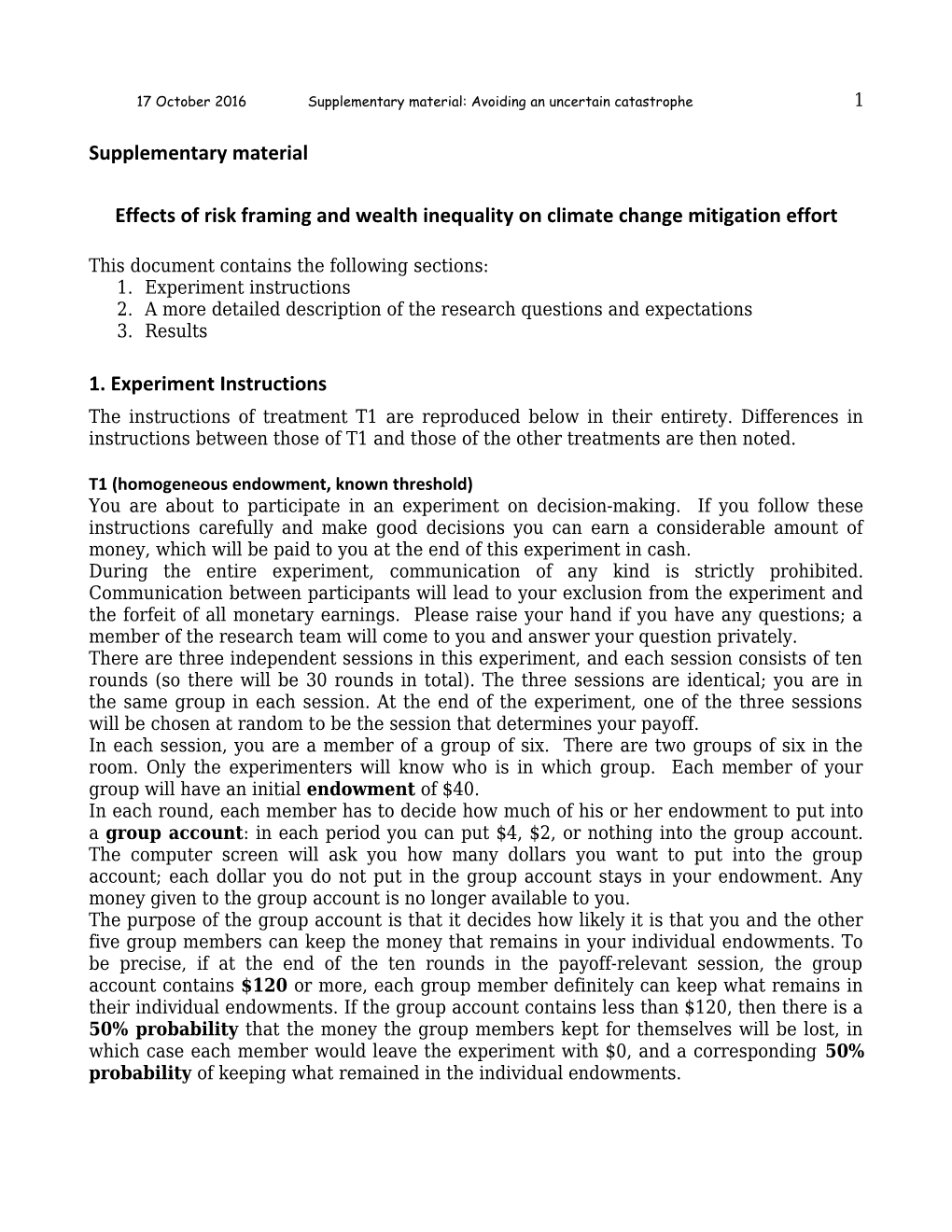 Effects of Risk Framing and Wealth Inequality on Climate Change Mitigation Effort