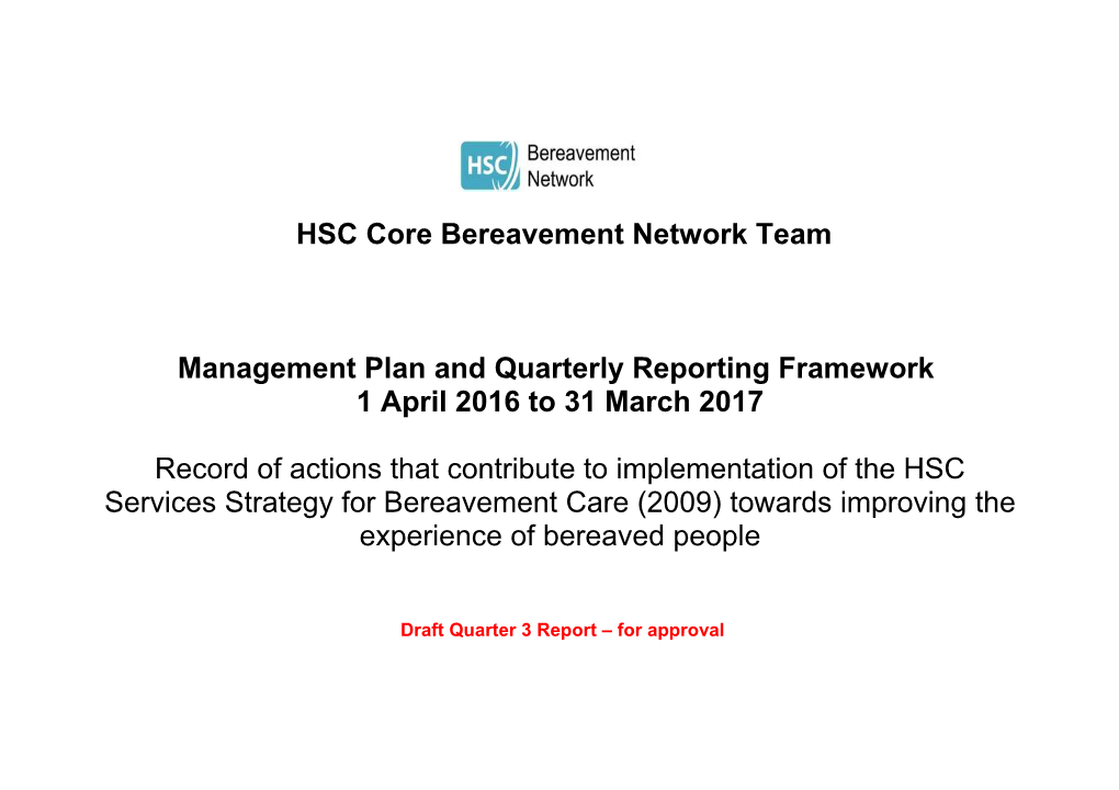 Implementation of NI HSC Bereavement Strategy