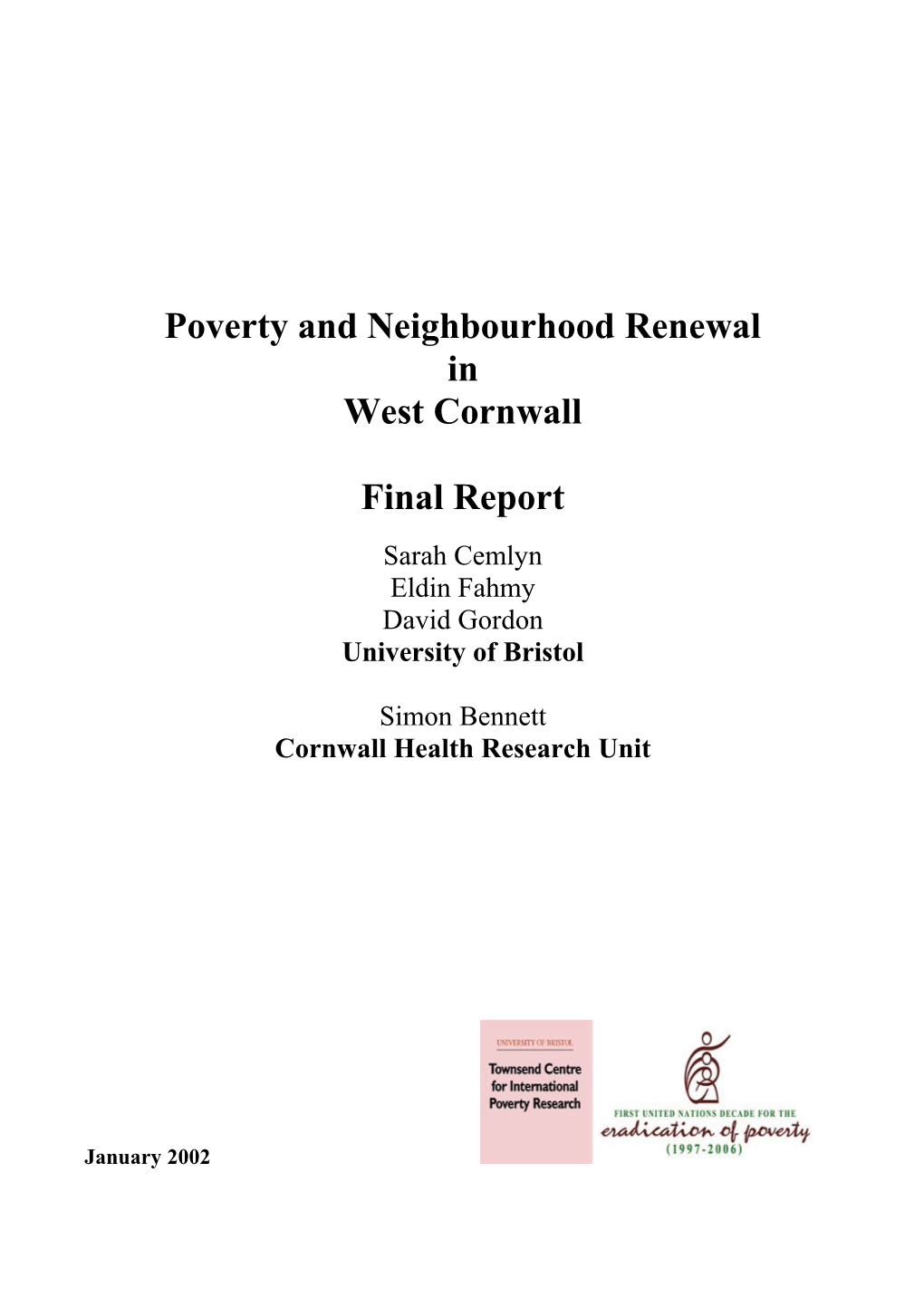 Poverty and Neighbourhood Renewal