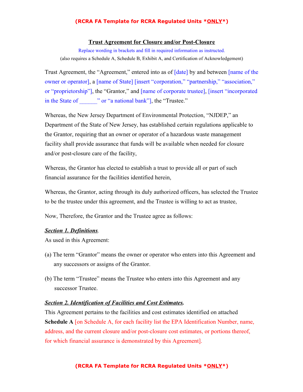 RCRA FA Template for RCRA Regulated Units *ONLY*