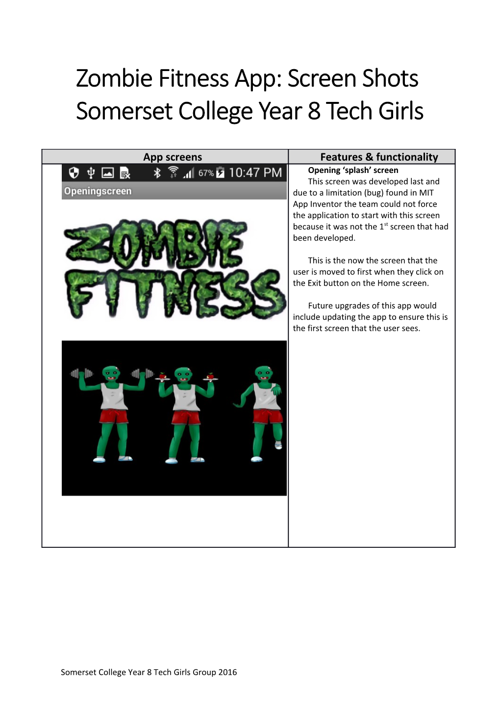 Zombie Fitness App: Screen Shots