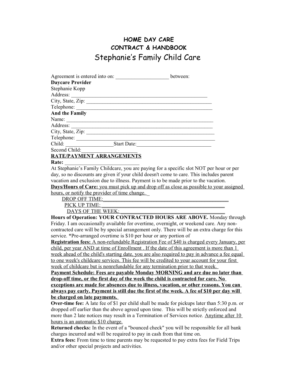 Stephanie S Family Child Care