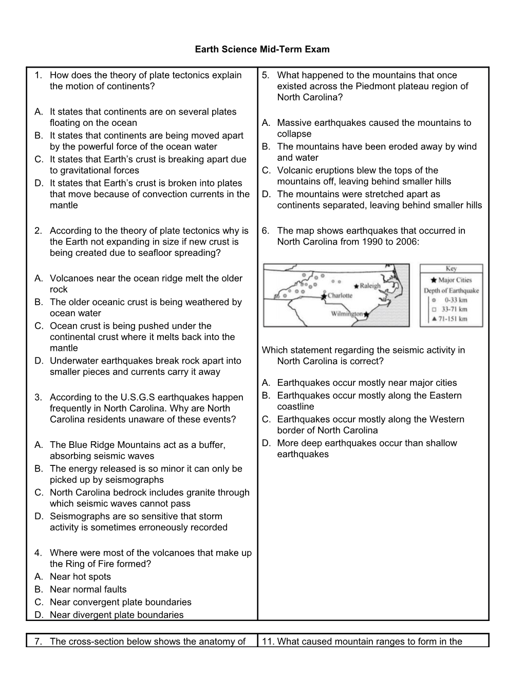 Earth Science Mid-Term Exam