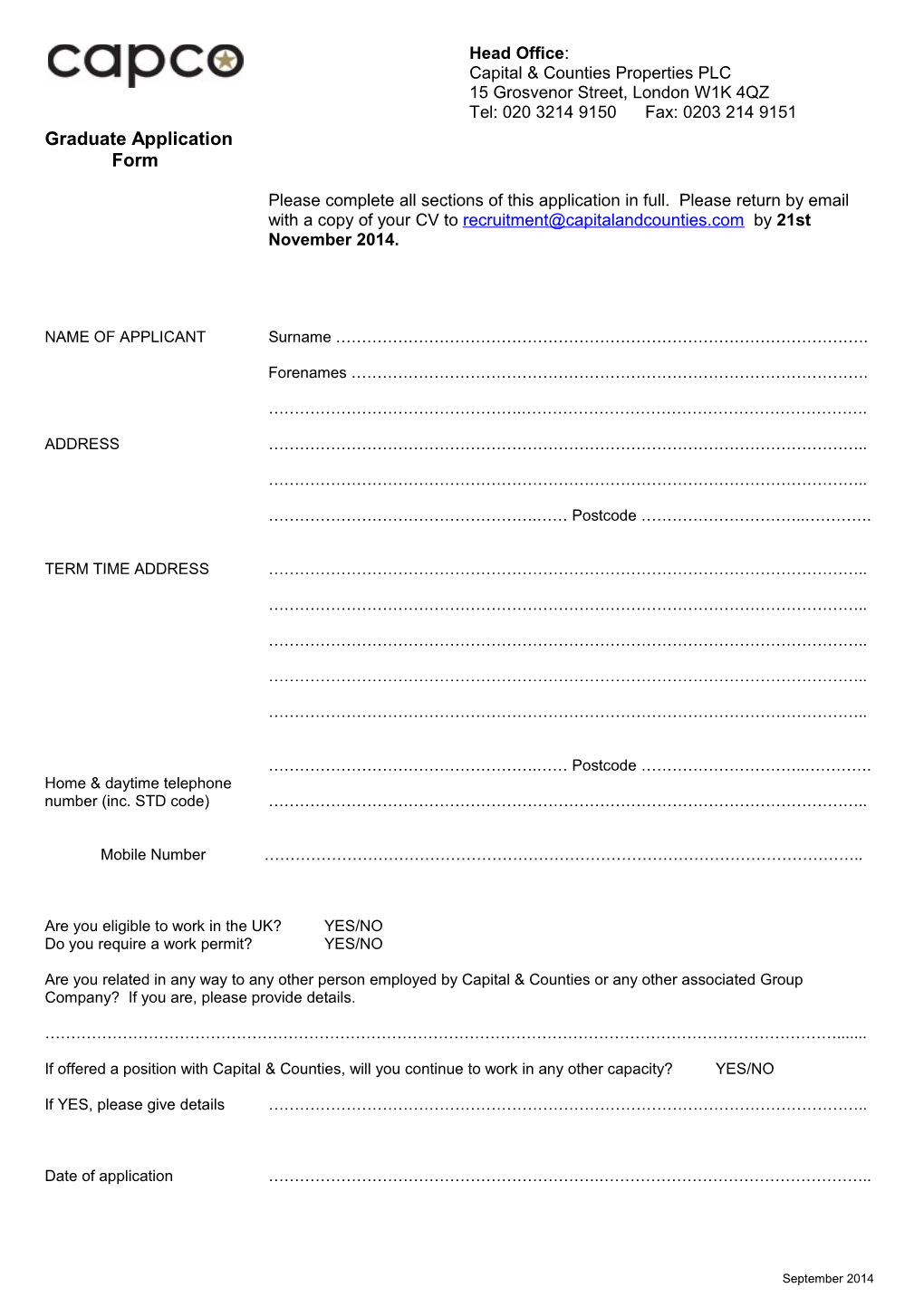 Graduate Application Form