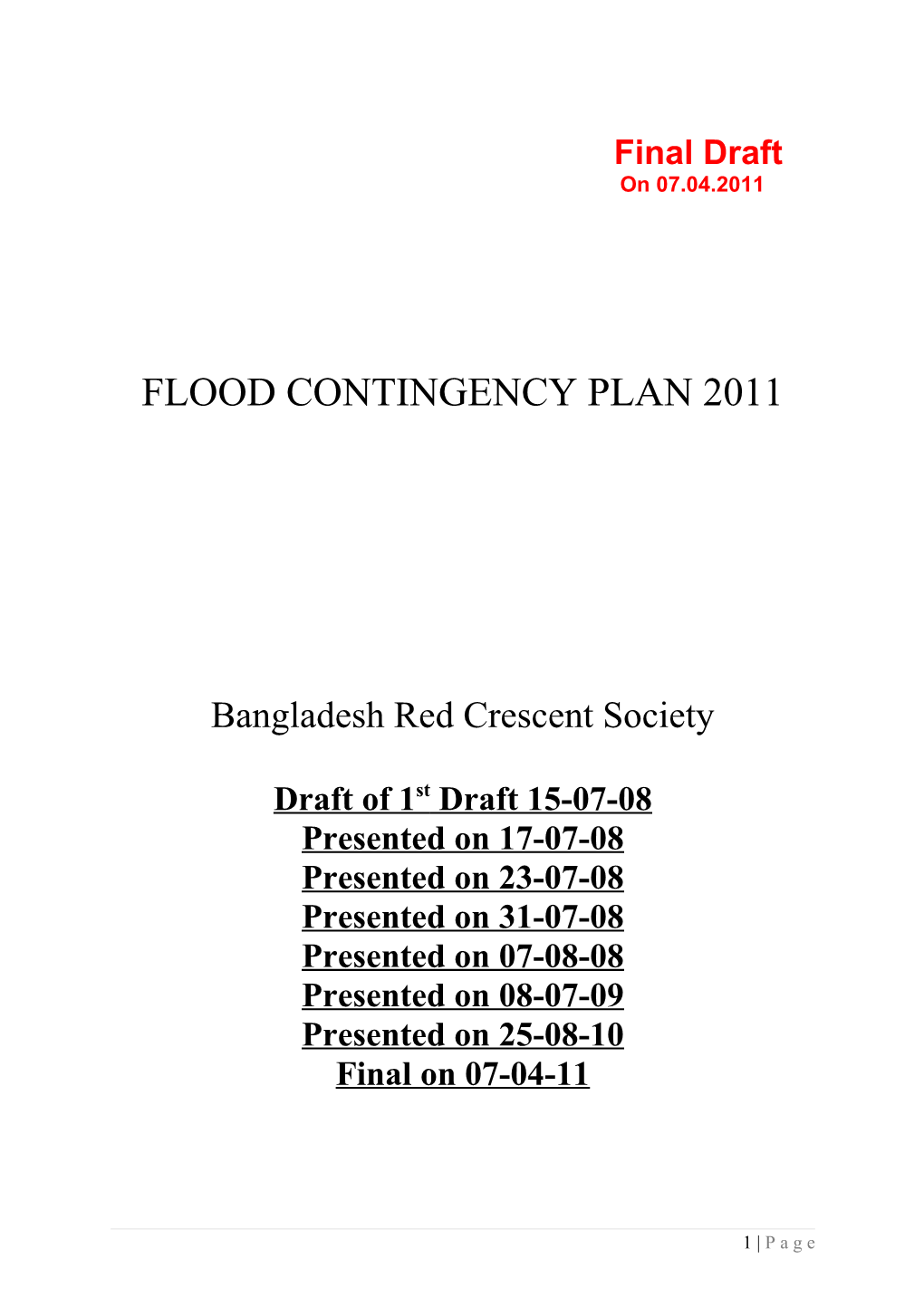 Flood Contingency Plan 2011