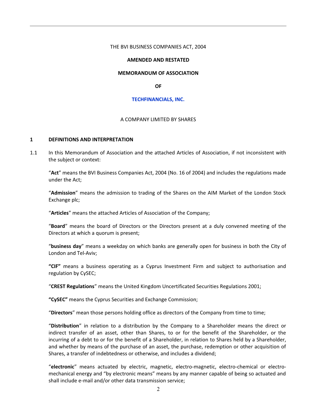 Memorandum of Association and Articles of Association Klaw 221115