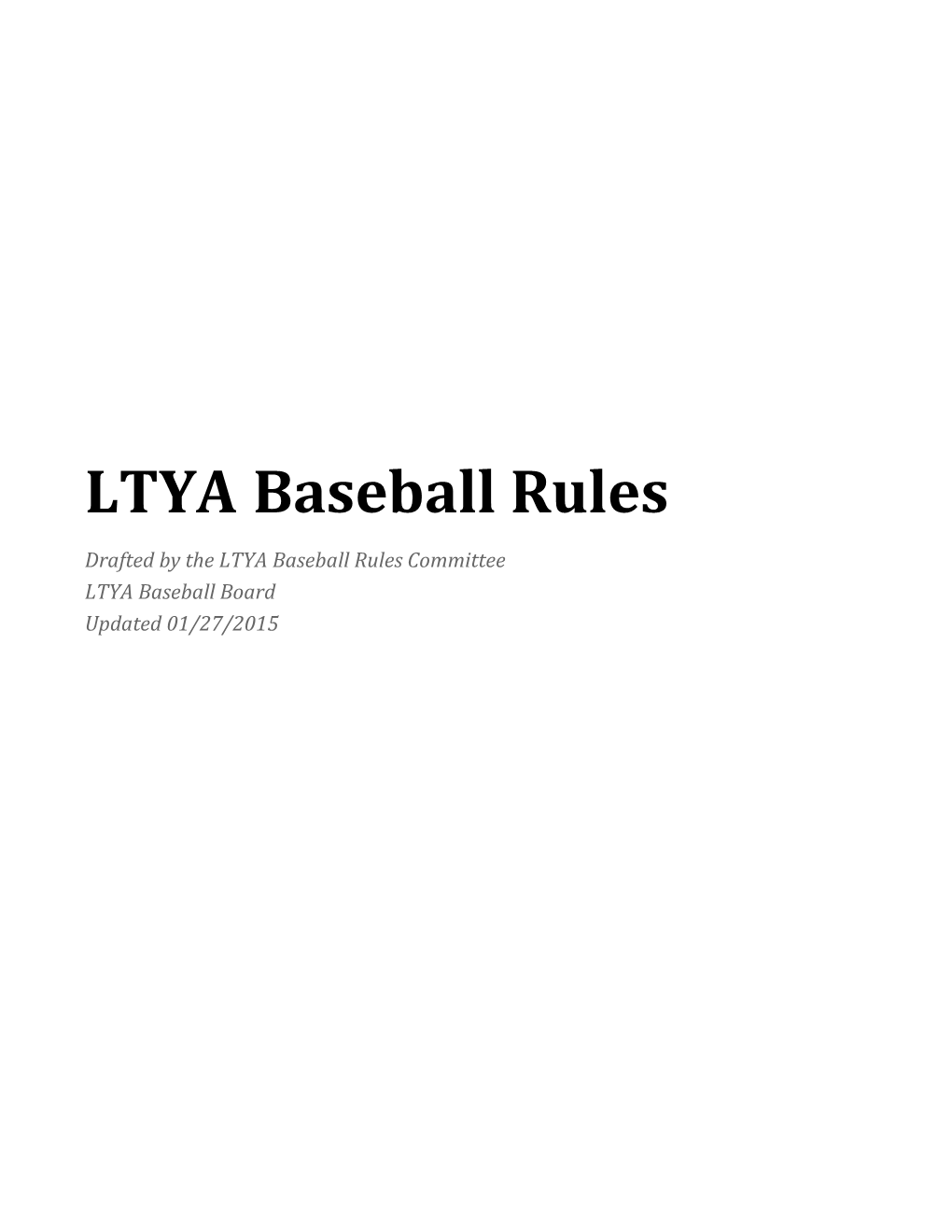 LTYA Baseball Rules