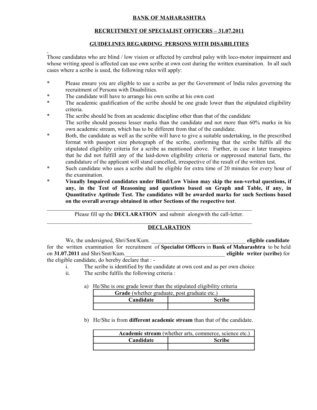 Guidelines Regarding Persons with Disabilities