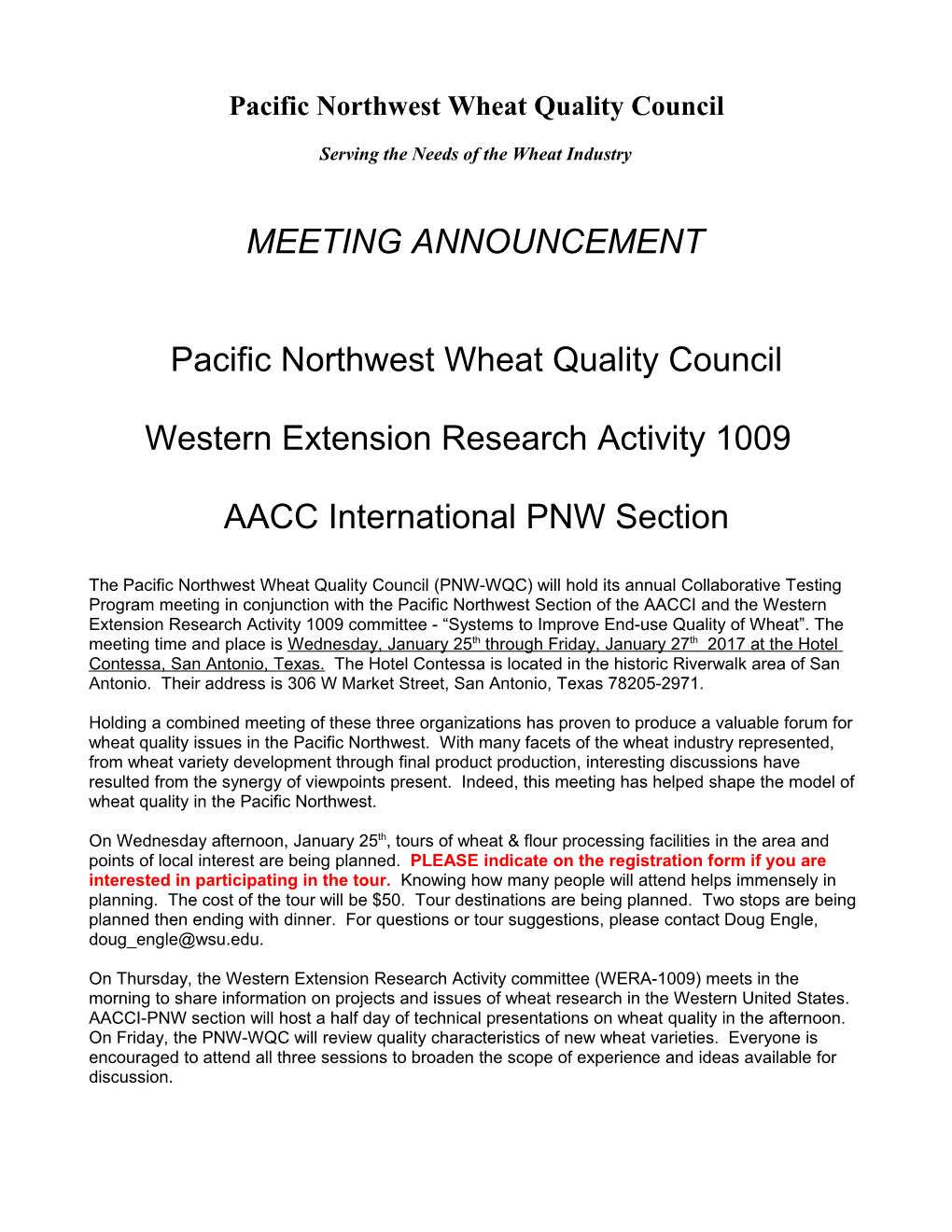 Pacific Northwest Wheat Quality Council