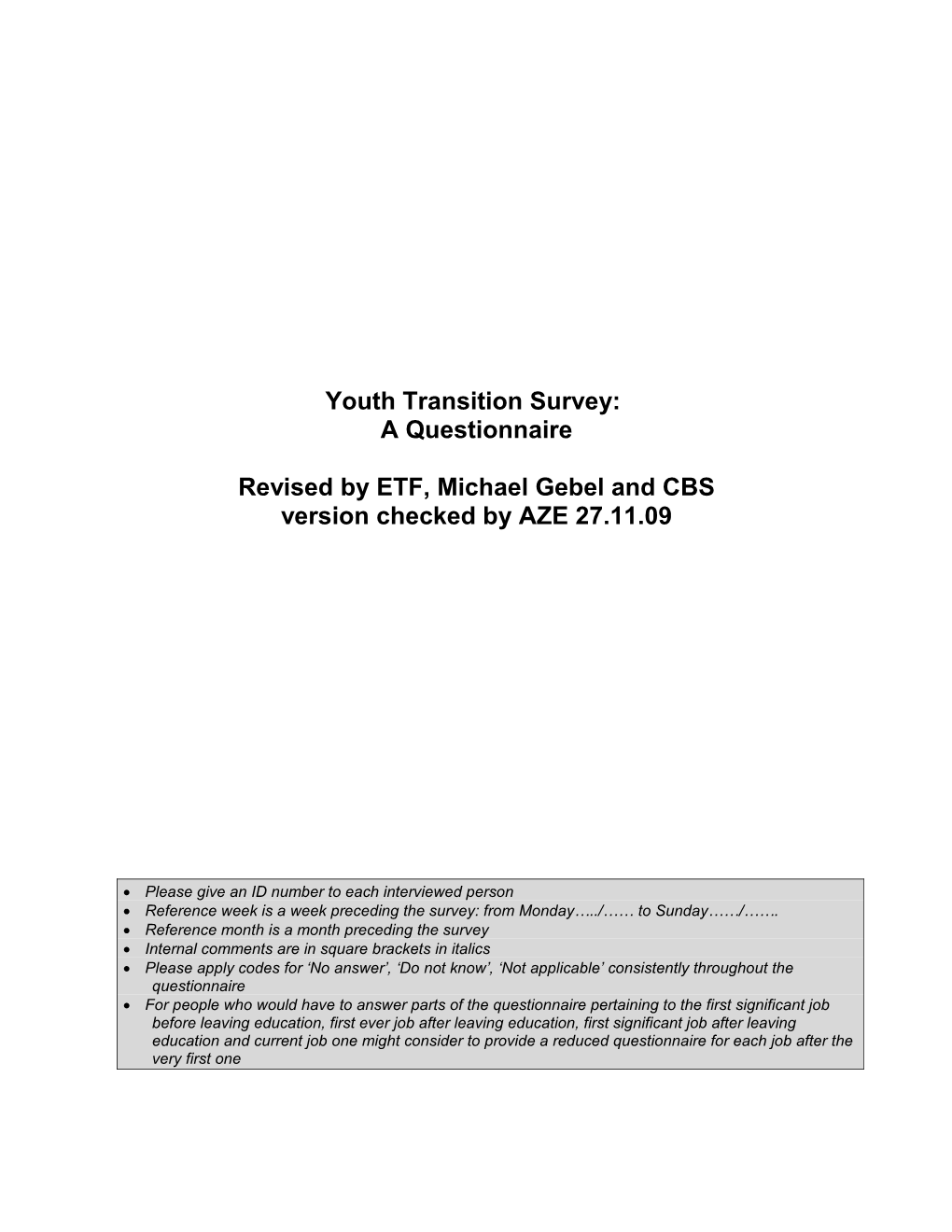Youth Transition Survey