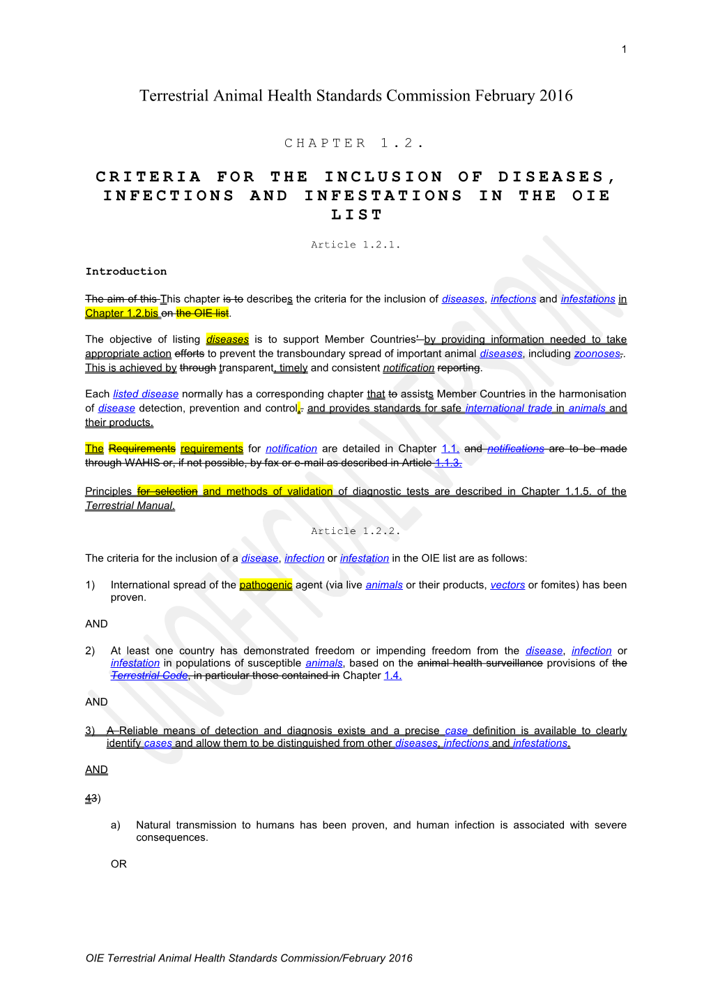 Terrestrial Animal Health Standards Commission February 2016