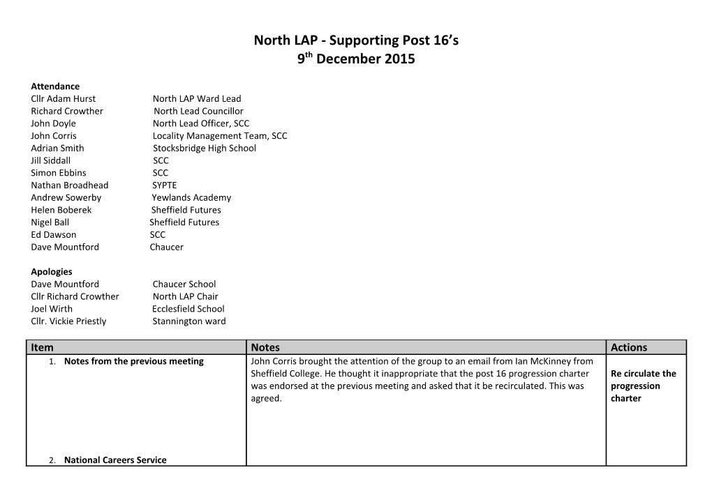 North LAP - Supporting Post 16 S
