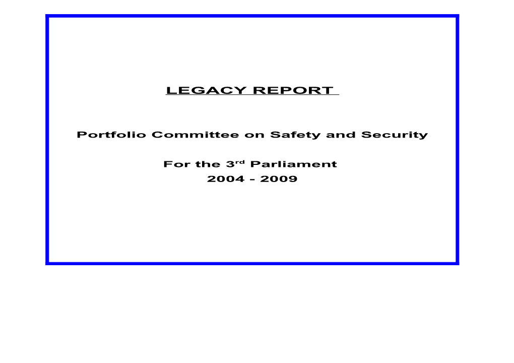 Portfolio Committee on Safety and Security