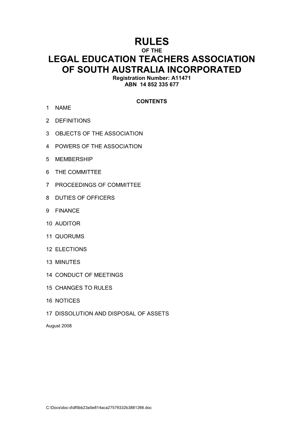 Letasa Constitutional Changes