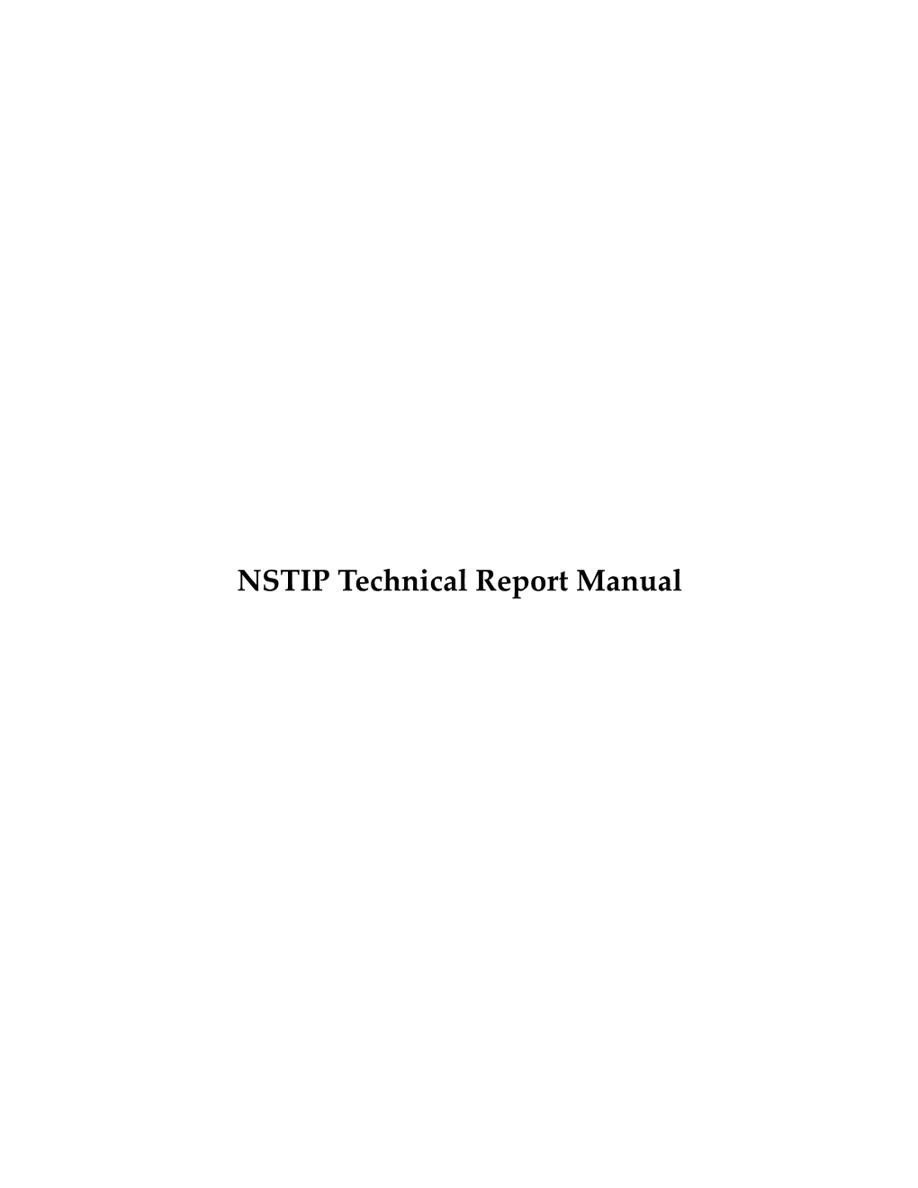 NSTIP Technical Report Manual