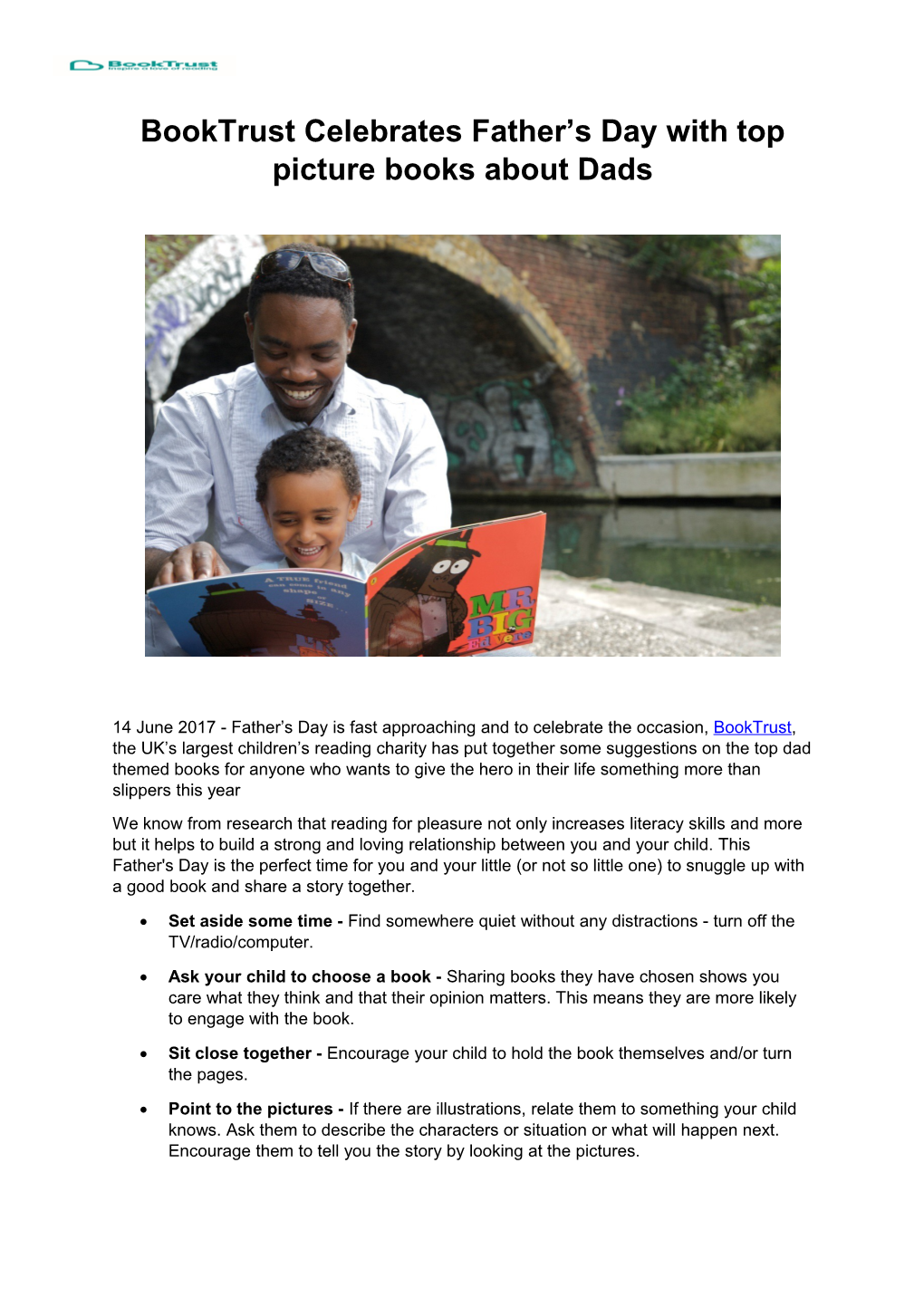 Booktrust Celebrates Father S Day with Top Picture Books About Dads