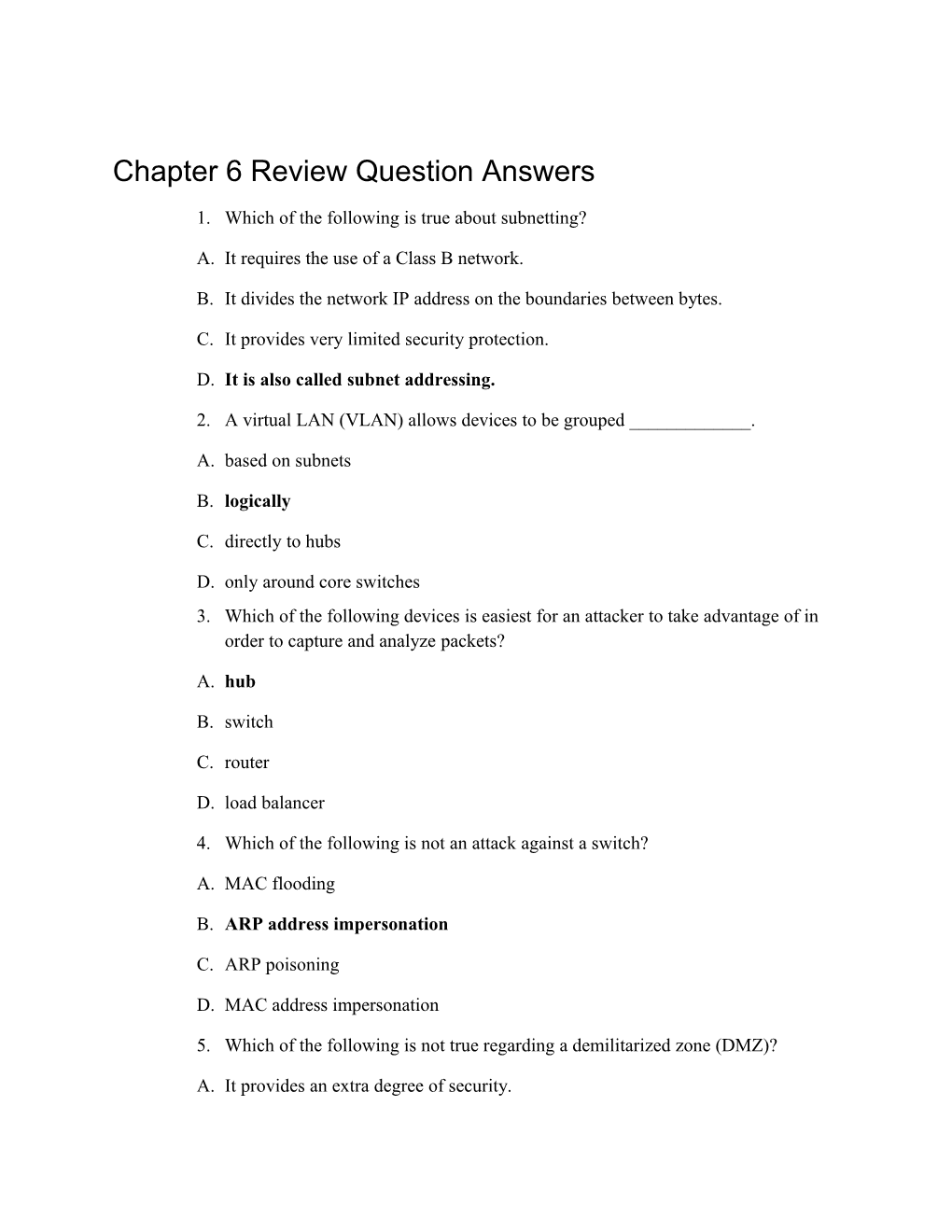 Chapter 6 Review Question Answers