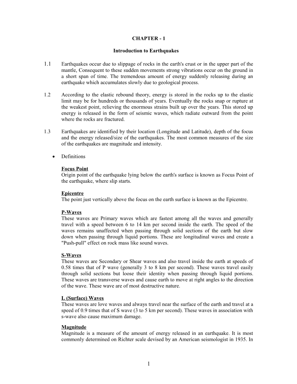 Introduction to Earthquakes