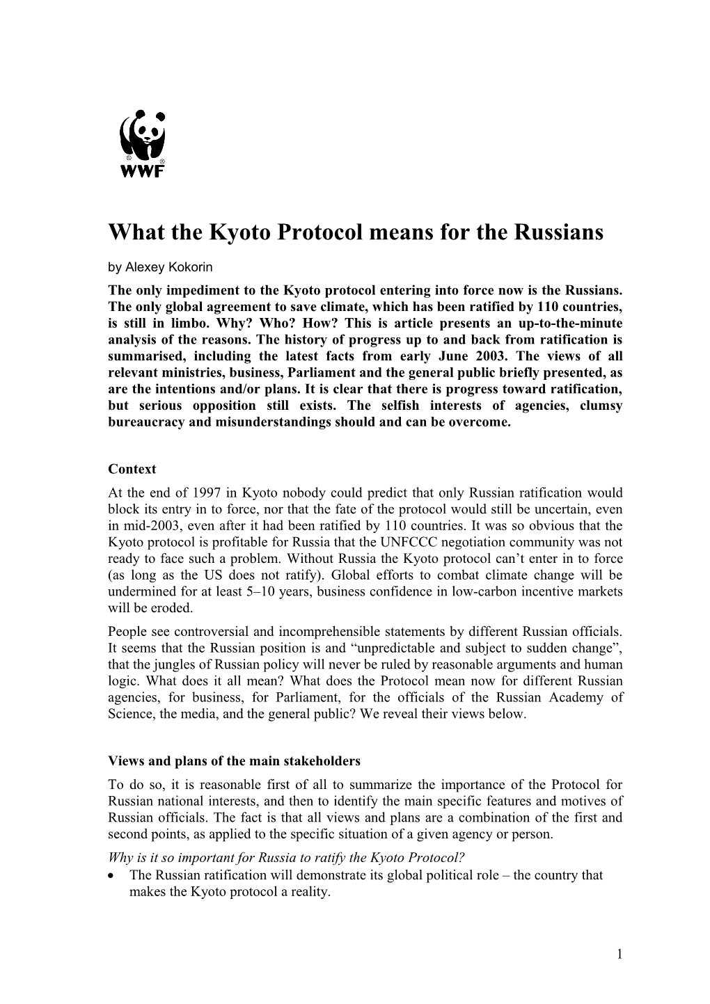 What Is Kyoto Protocol for Russians