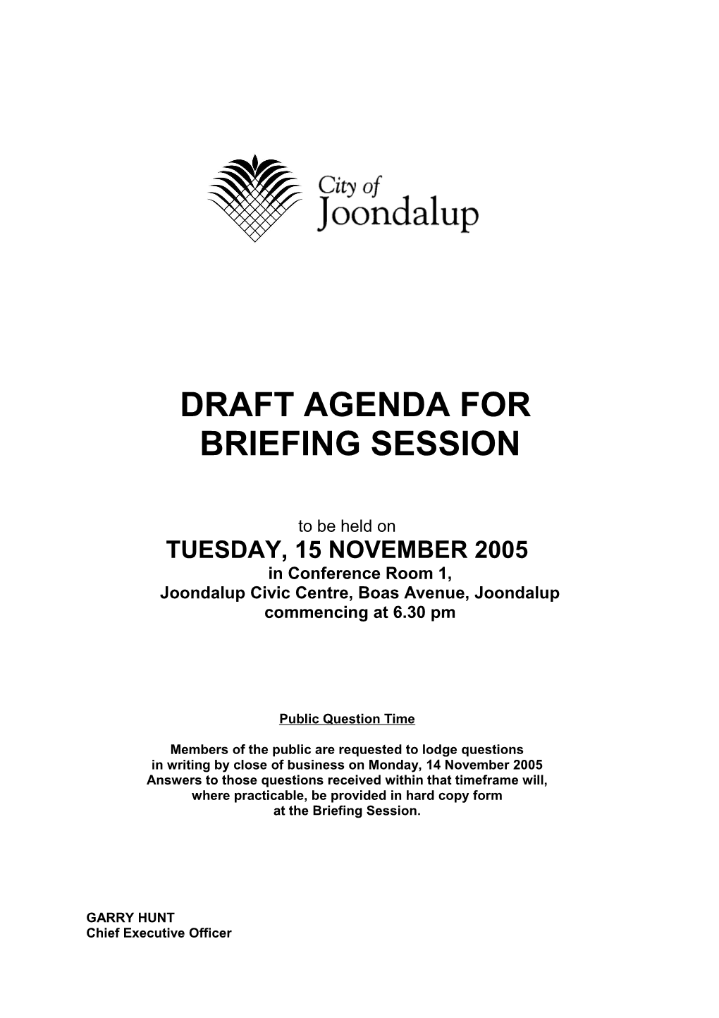 City of Joondalup - Agenda for Meeting of Council - 24.11.98