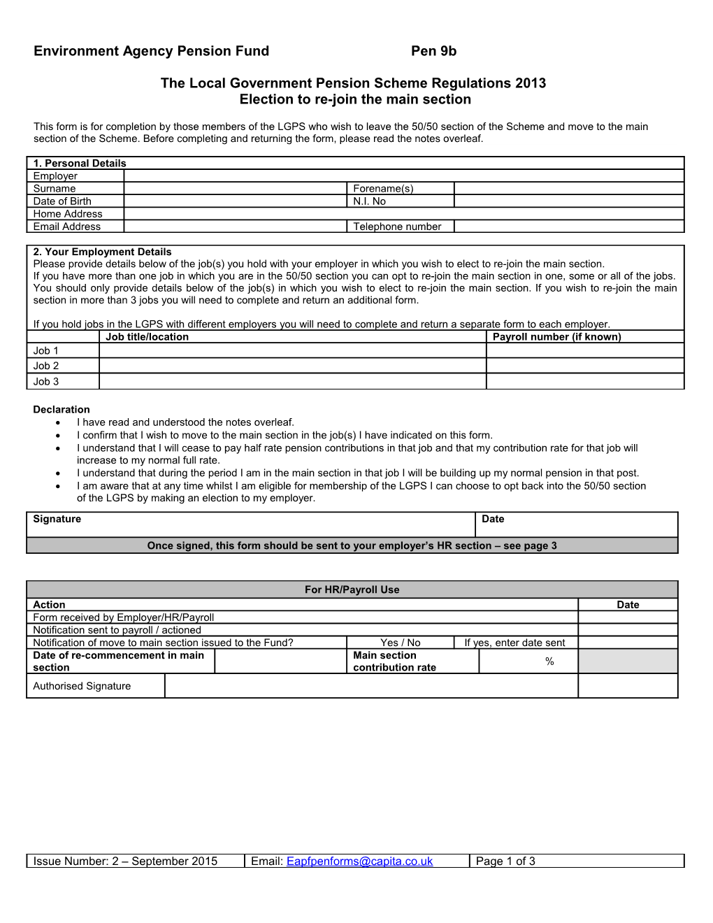 Environment Agency Pension Fundpen 9B