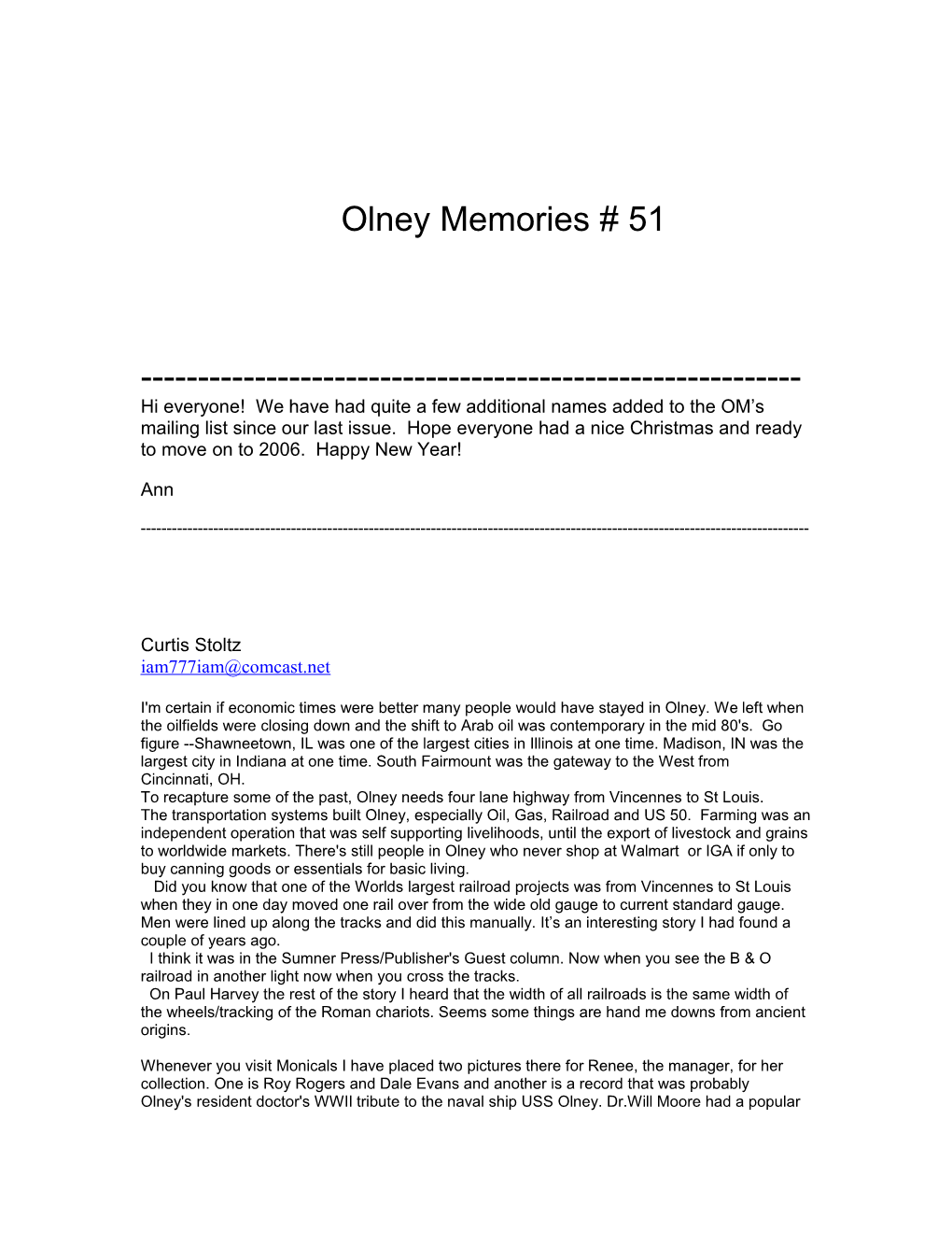 Olney Memories # 51