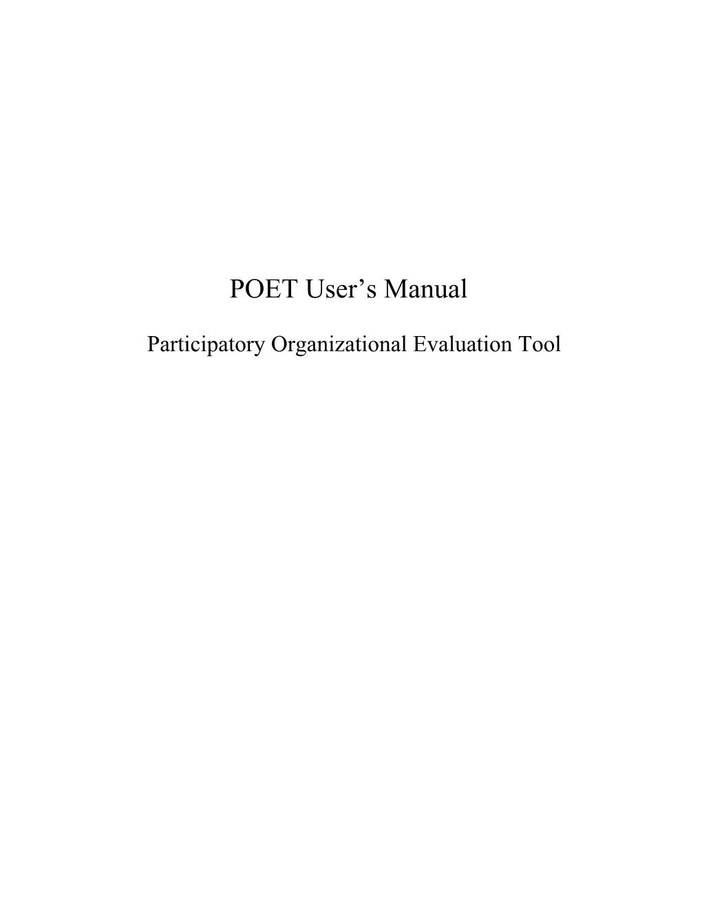 Manual for POET