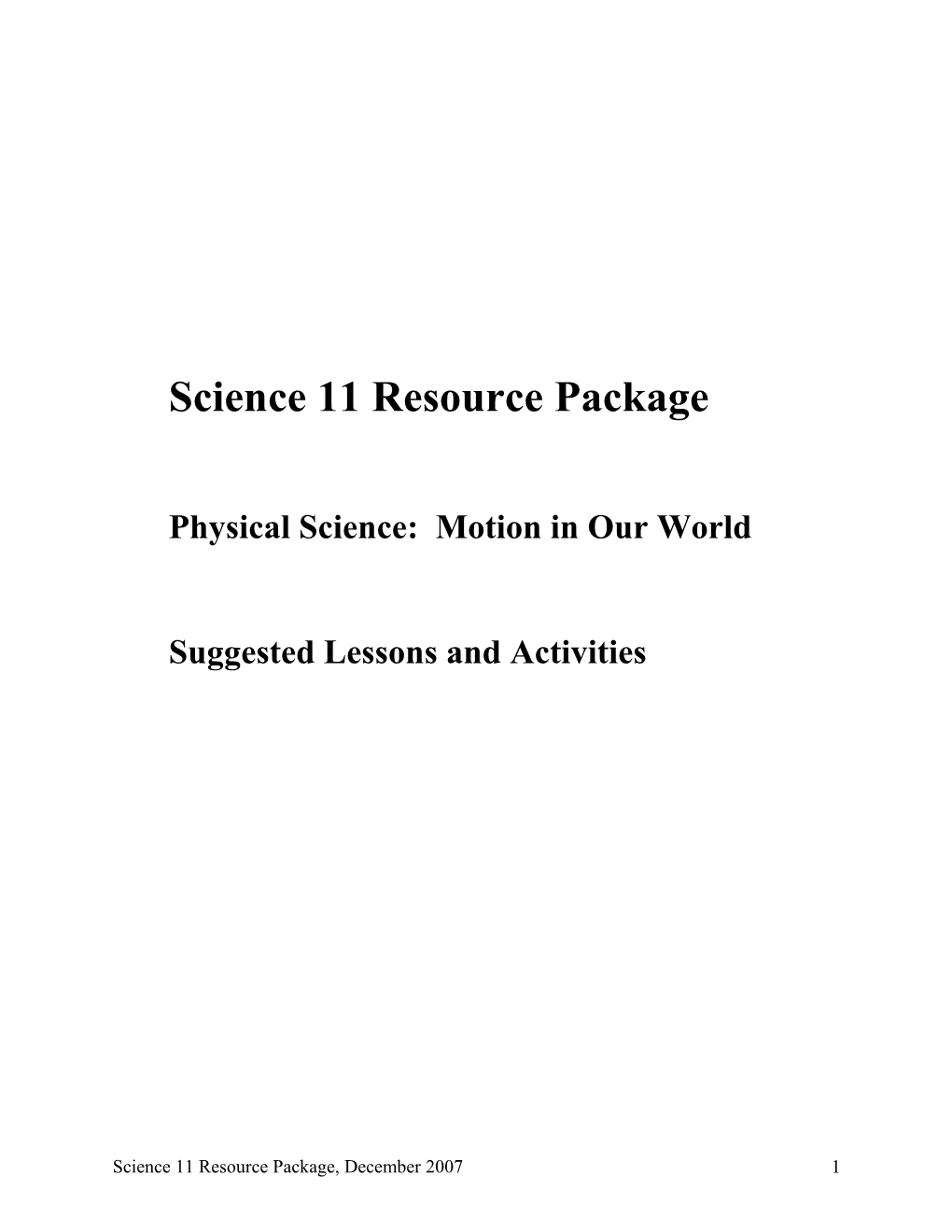 Physical Science: Motion in Our World