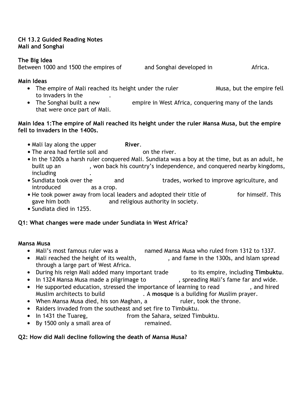 CH 13.2 Guided Reading Notes