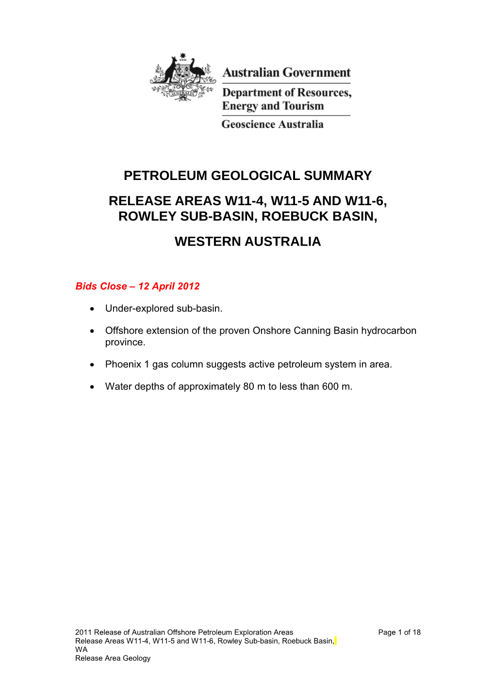 2009 Release of Australian Offshore Petroleum Exploration Areas