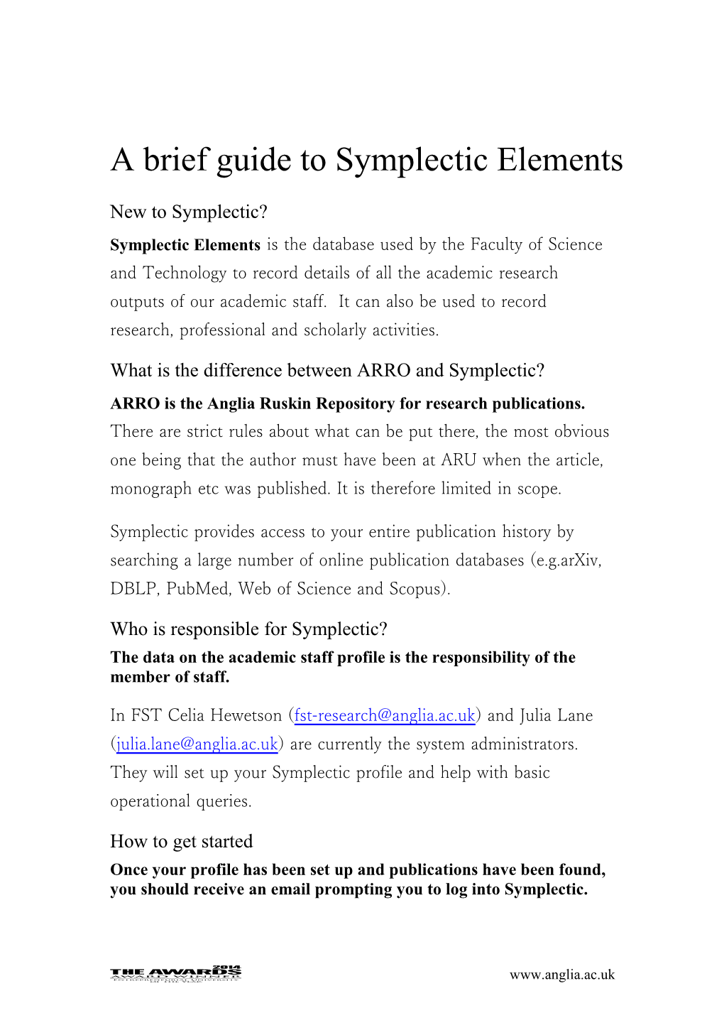 A Brief Guide to Symplectic Elements