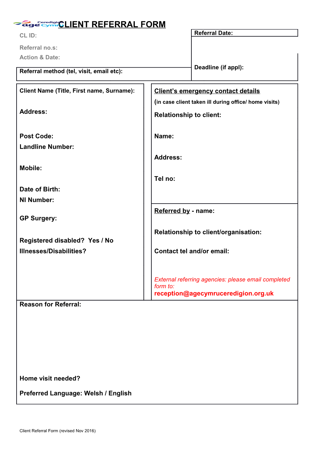 Client Referral Form (Revised Nov 2016)