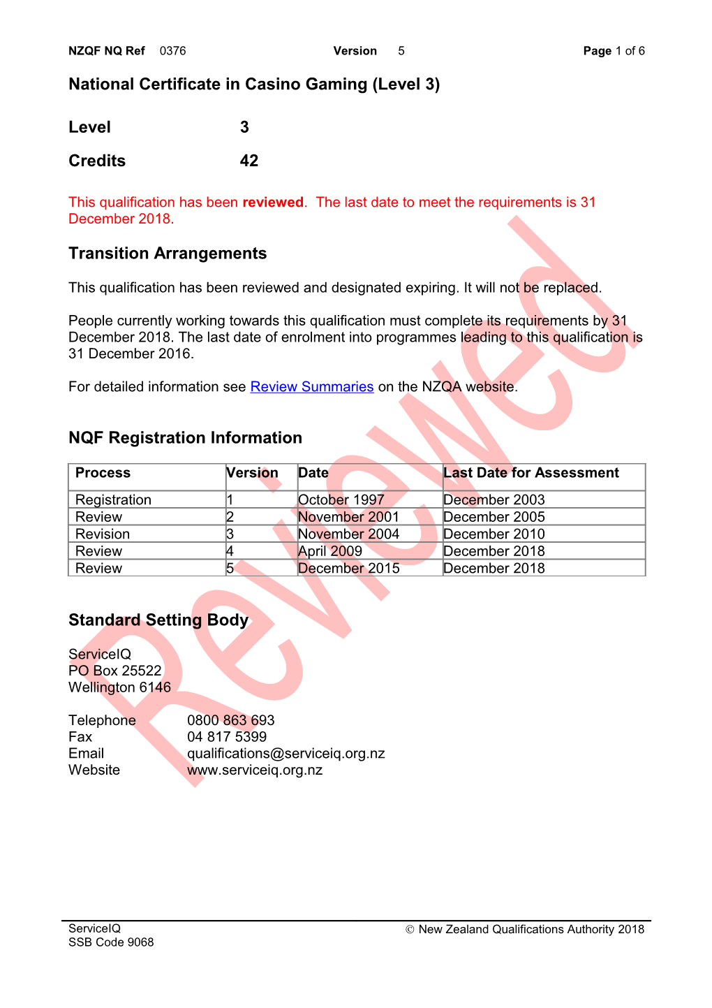 0376 National Certificate in Casino Gaming (Level 3)