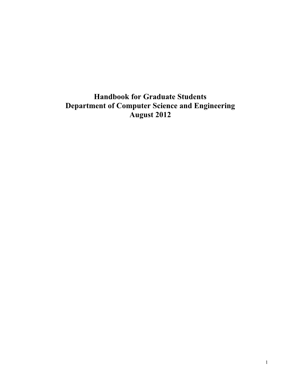 Handbook for Graduate Students