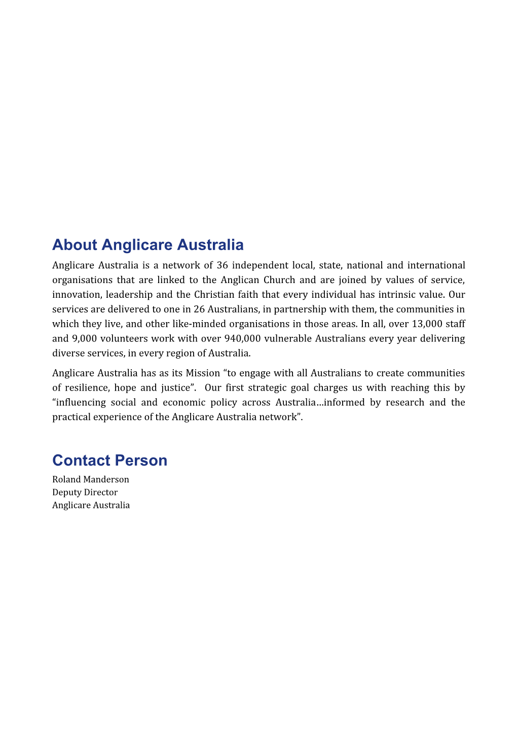 Submission 445 - Anglicare Australia - Reforms to Human Services - Stage 2 of Human Services