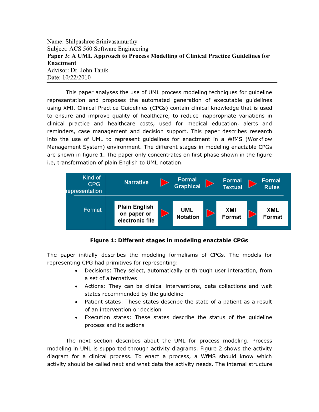 Paper 3: a UML Approach to Process Modelling of Clinical Practice Guidelines for Enactment