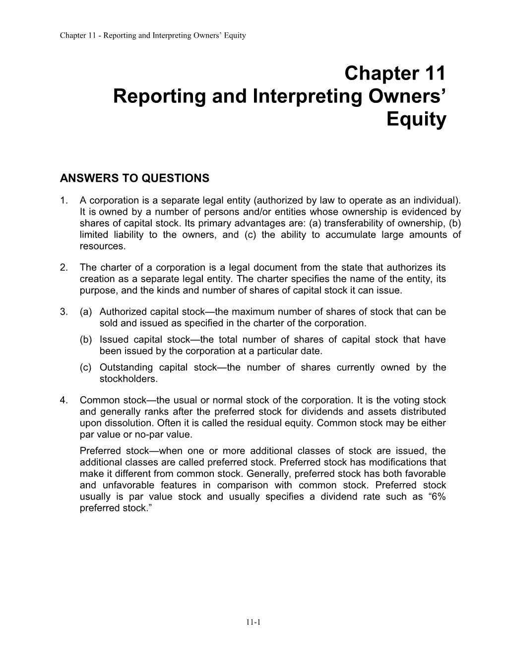 Reporting and Interpreting Owners Equity
