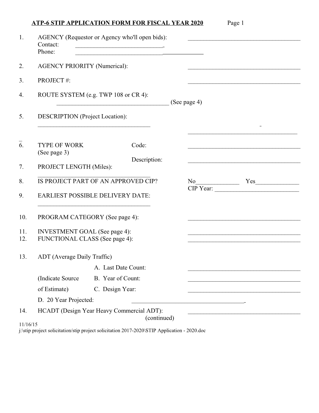 ATP-6 STIP APPLICATIONFORM for FISCAL YEAR 2020 Page 1