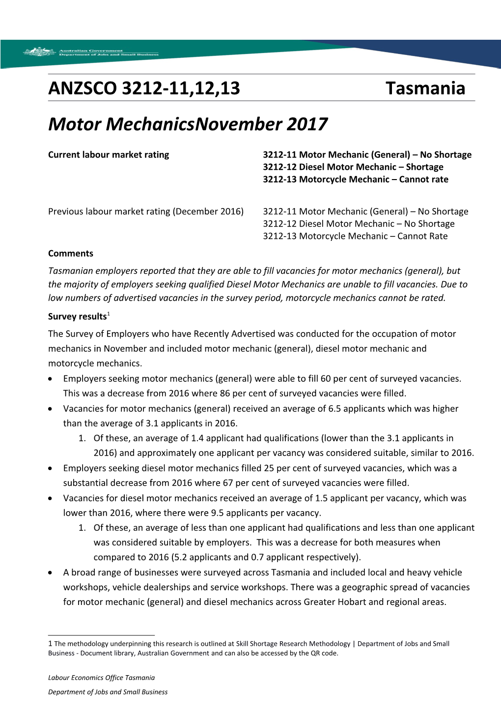 Motor Mechanics Tasmania November 2017