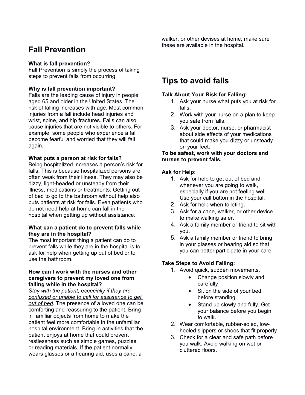 What Is Fall Prevention?