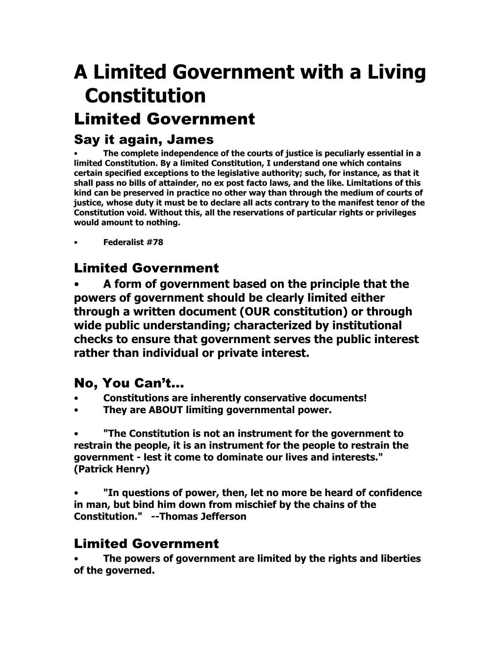 A Limited Government with a Living Constitution