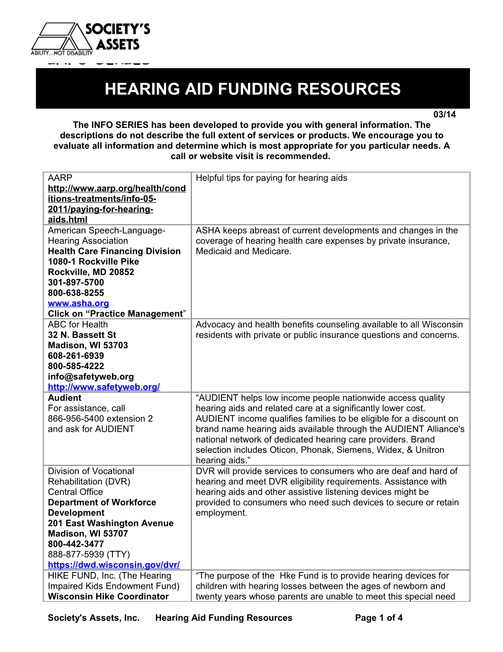Hearing Aid Funding Resources
