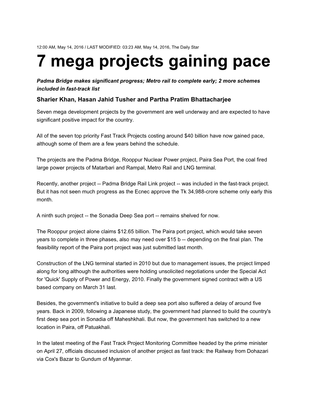 7 Mega Projects Gaining Pace